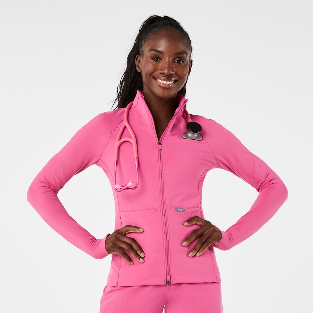 Contourknit scrub jacket - Figs F*ing pink cancer awareness pink edition